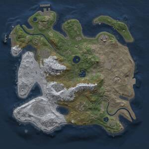 Thumbnail Rust Map: Procedural Map, Size: 3000, Seed: 1013356869, 11 Monuments