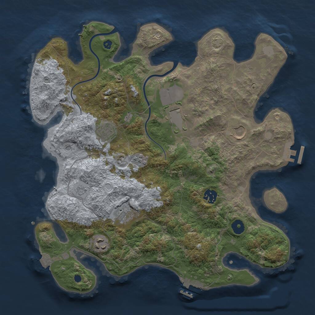 Rust Map: Procedural Map, Size: 3500, Seed: 1062136406, 13 Monuments