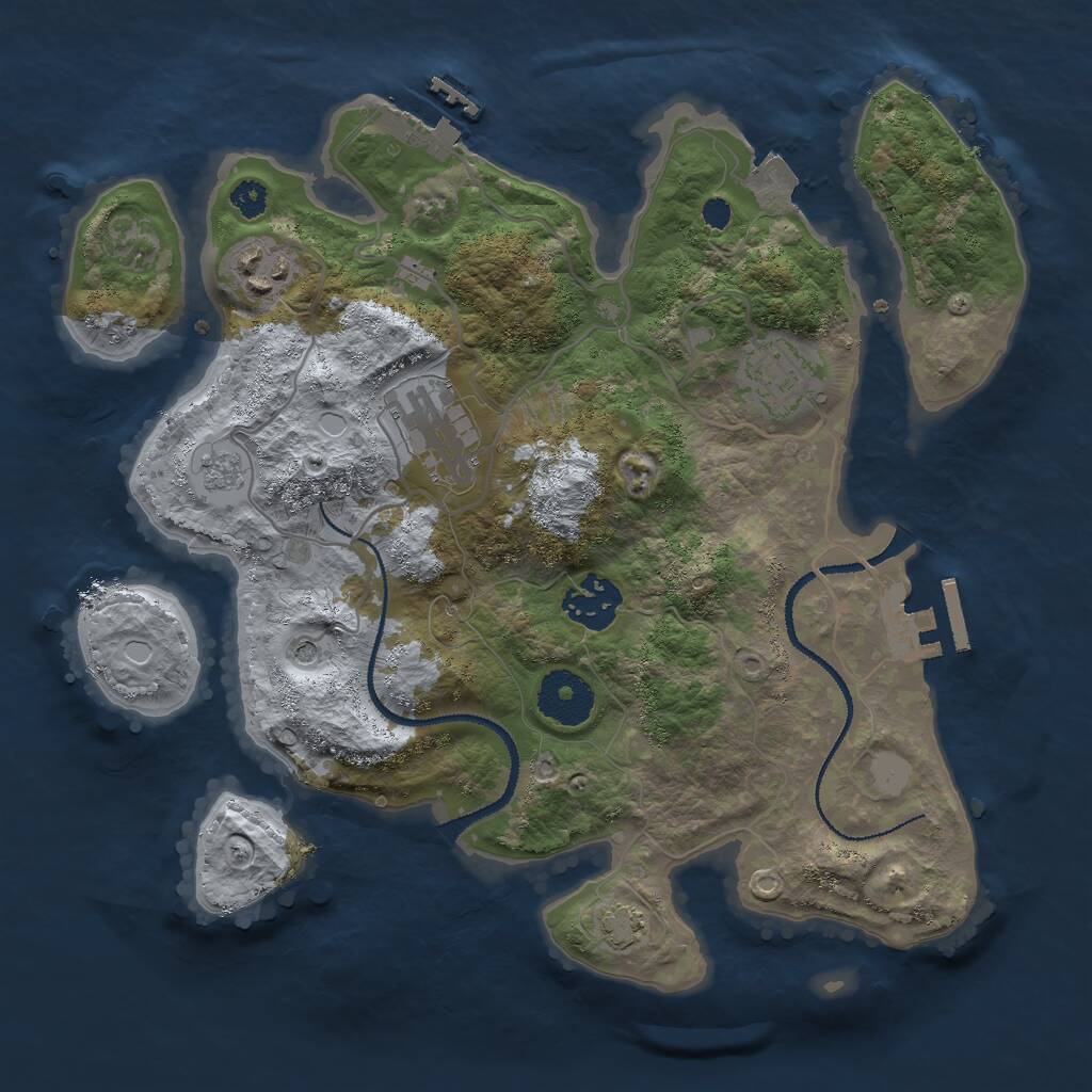 Rust Map: Procedural Map, Size: 3000, Seed: 596693433, 10 Monuments