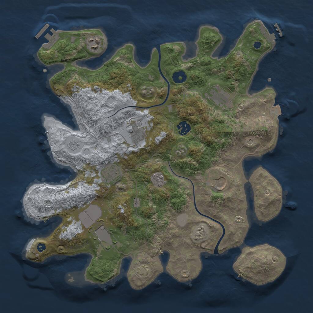 Rust Map: Procedural Map, Size: 3500, Seed: 1206223688, 14 Monuments