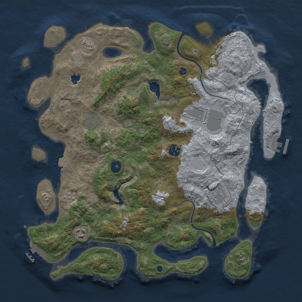 Rust Map: Procedural Map, Size: 4000, Seed: 1334110099, 12 Monuments