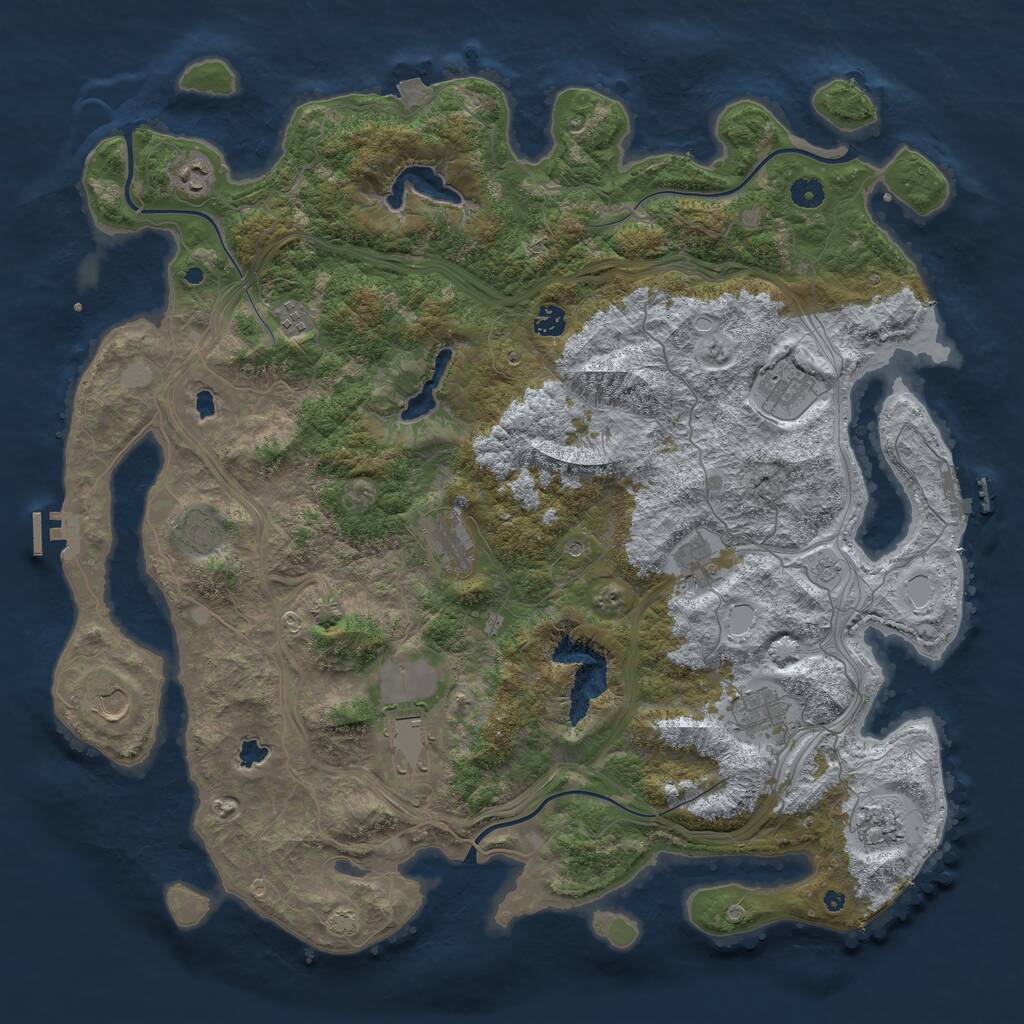 Rust Map: Procedural Map, Size: 4750, Seed: 828507749, 17 Monuments