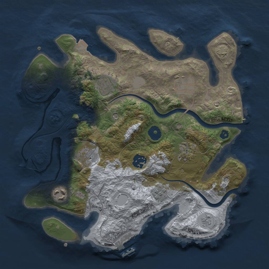 Rust Map: Procedural Map, Size: 3000, Seed: 1089625105, 12 Monuments