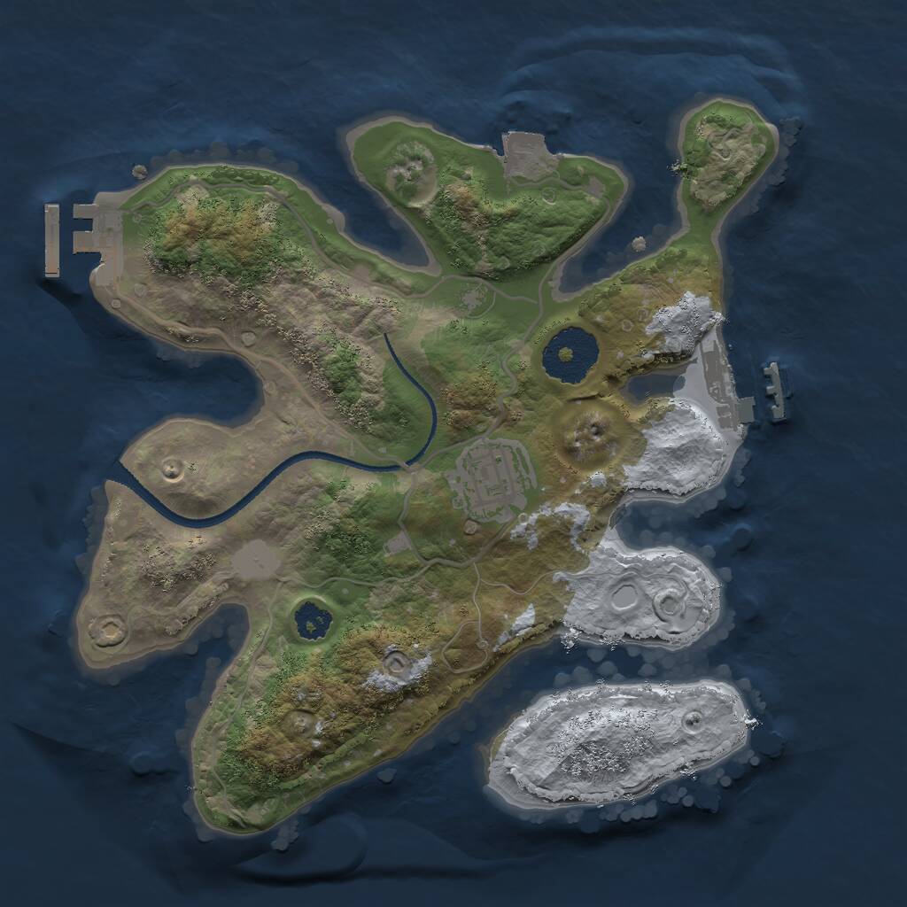 Rust Map: Procedural Map, Size: 2500, Seed: 516688550, 4 Monuments