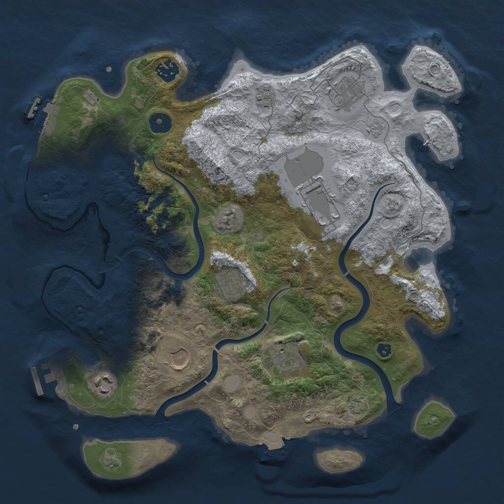 Rust Map: Procedural Map, Size: 3500, Seed: 1493942114, 14 Monuments