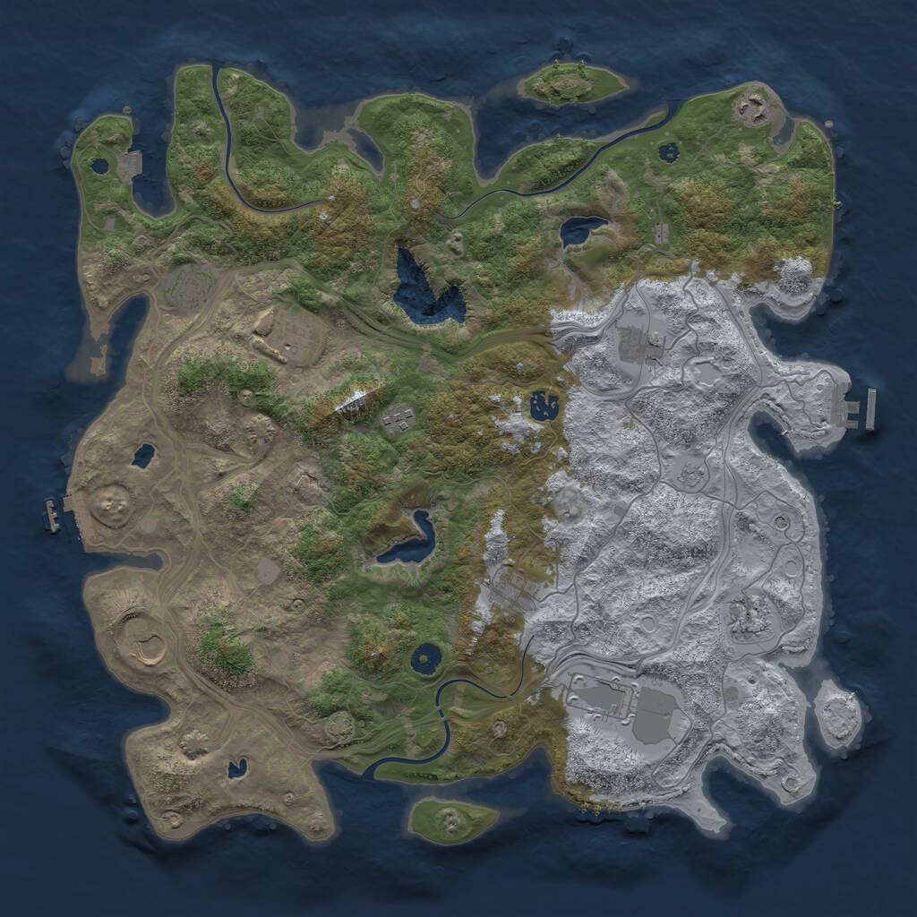 Rust Map: Procedural Map, Size: 4500, Seed: 864706322, 16 Monuments