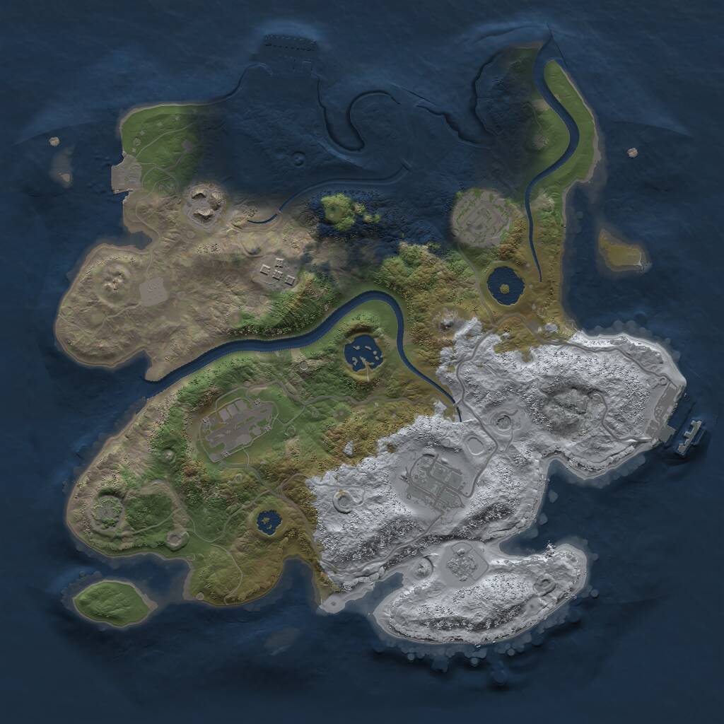 Rust Map: Procedural Map, Size: 3000, Seed: 1490715023, 12 Monuments