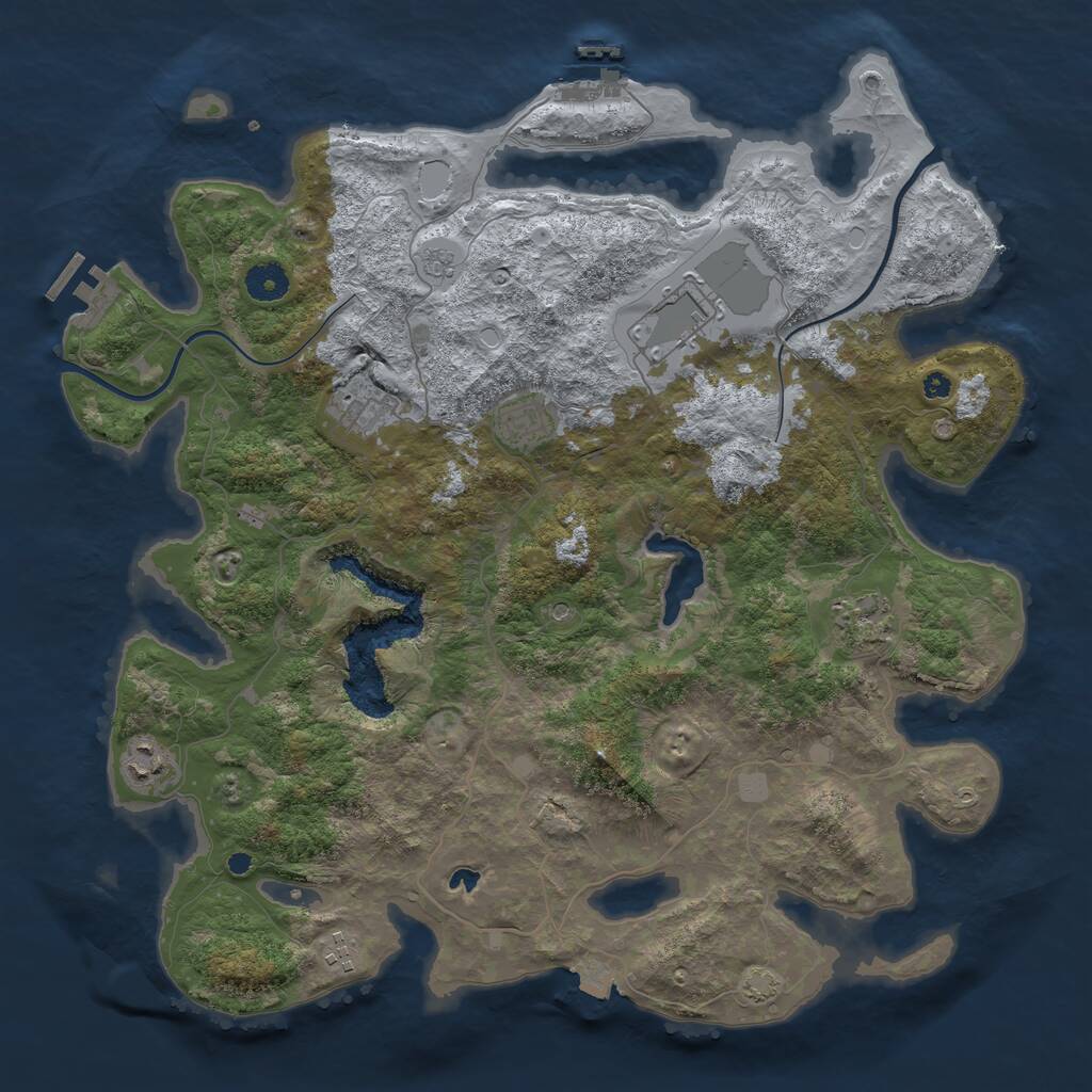 Rust Map: Procedural Map, Size: 4000, Seed: 853845345, 12 Monuments