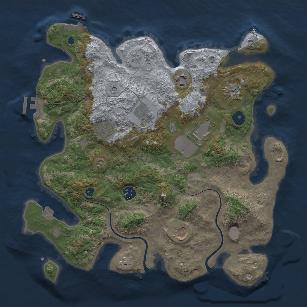 Rust Map: Procedural Map, Size: 3500, Seed: 1797684285, 14 Monuments