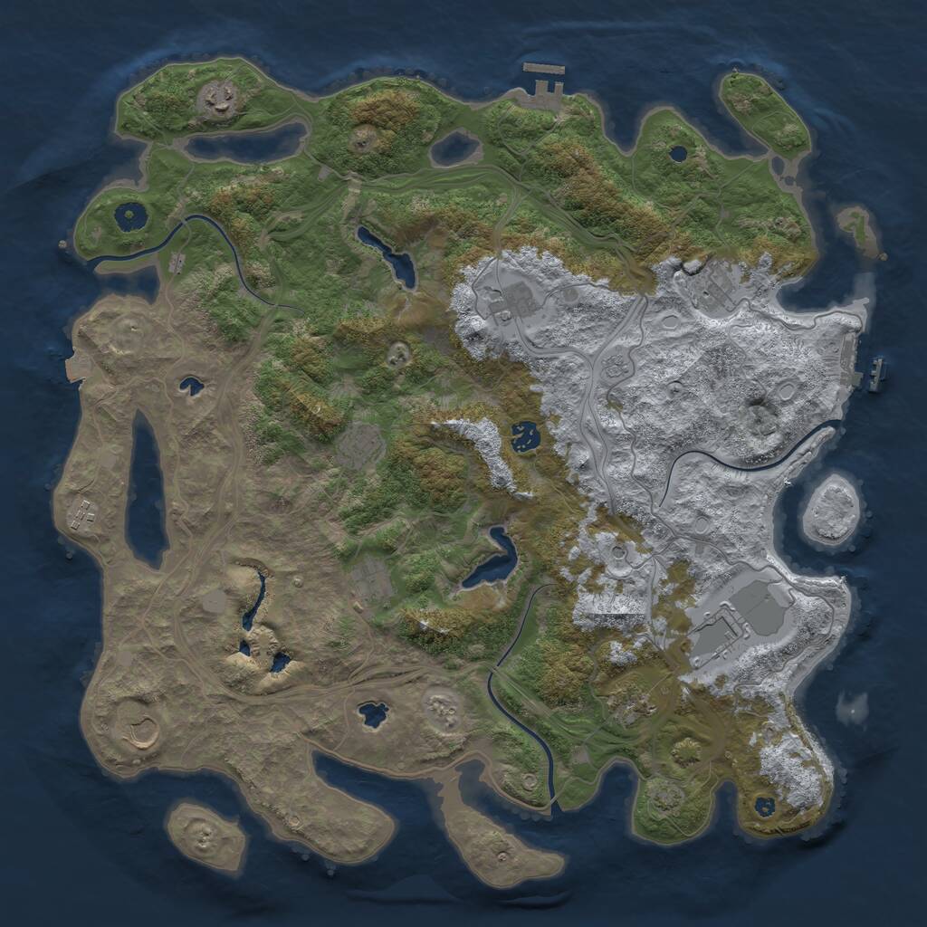 Rust Map: Procedural Map, Size: 4500, Seed: 1149599270, 16 Monuments