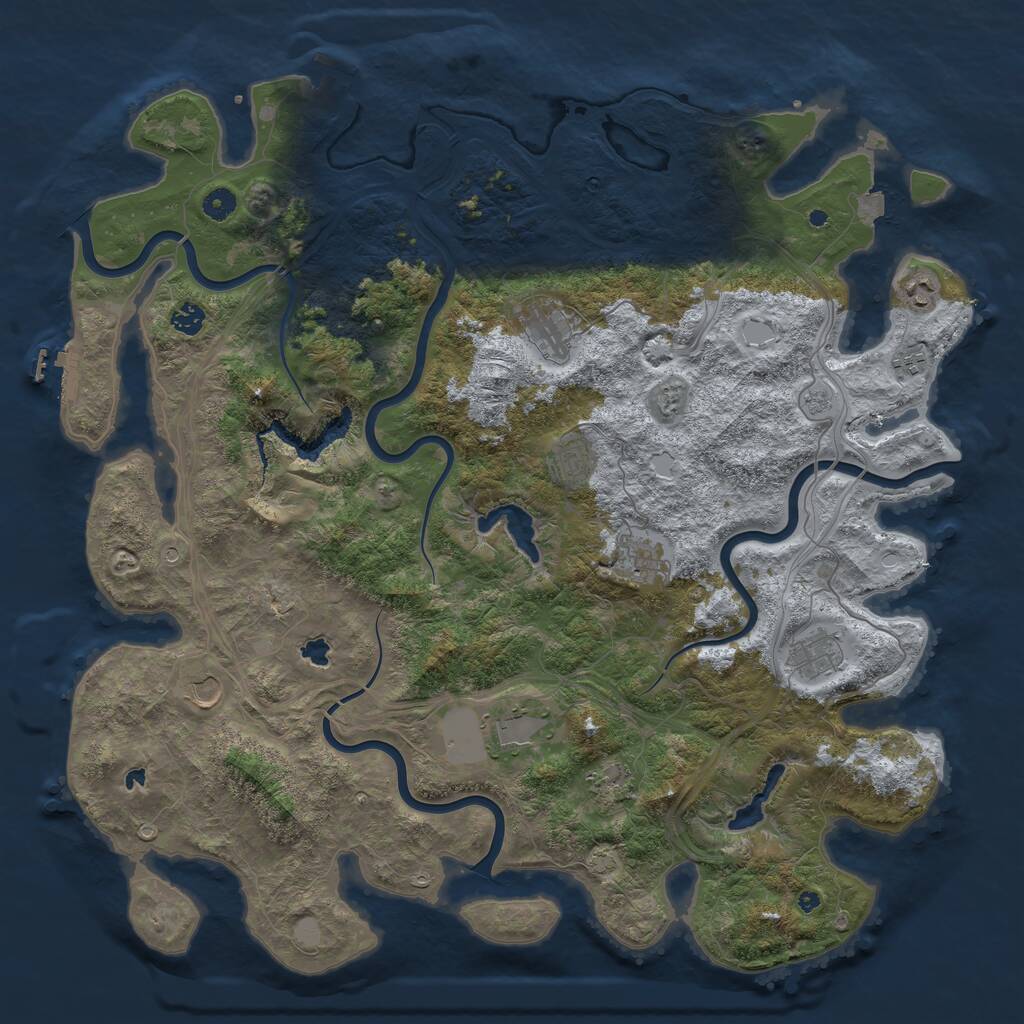 Rust Map: Procedural Map, Size: 4800, Seed: 423462839, 16 Monuments