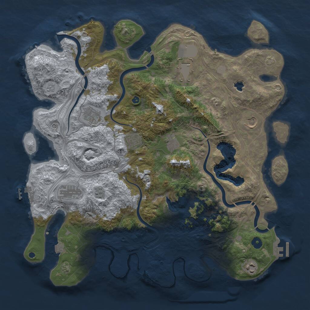 Rust Map: Procedural Map, Size: 4250, Seed: 1042738469, 14 Monuments