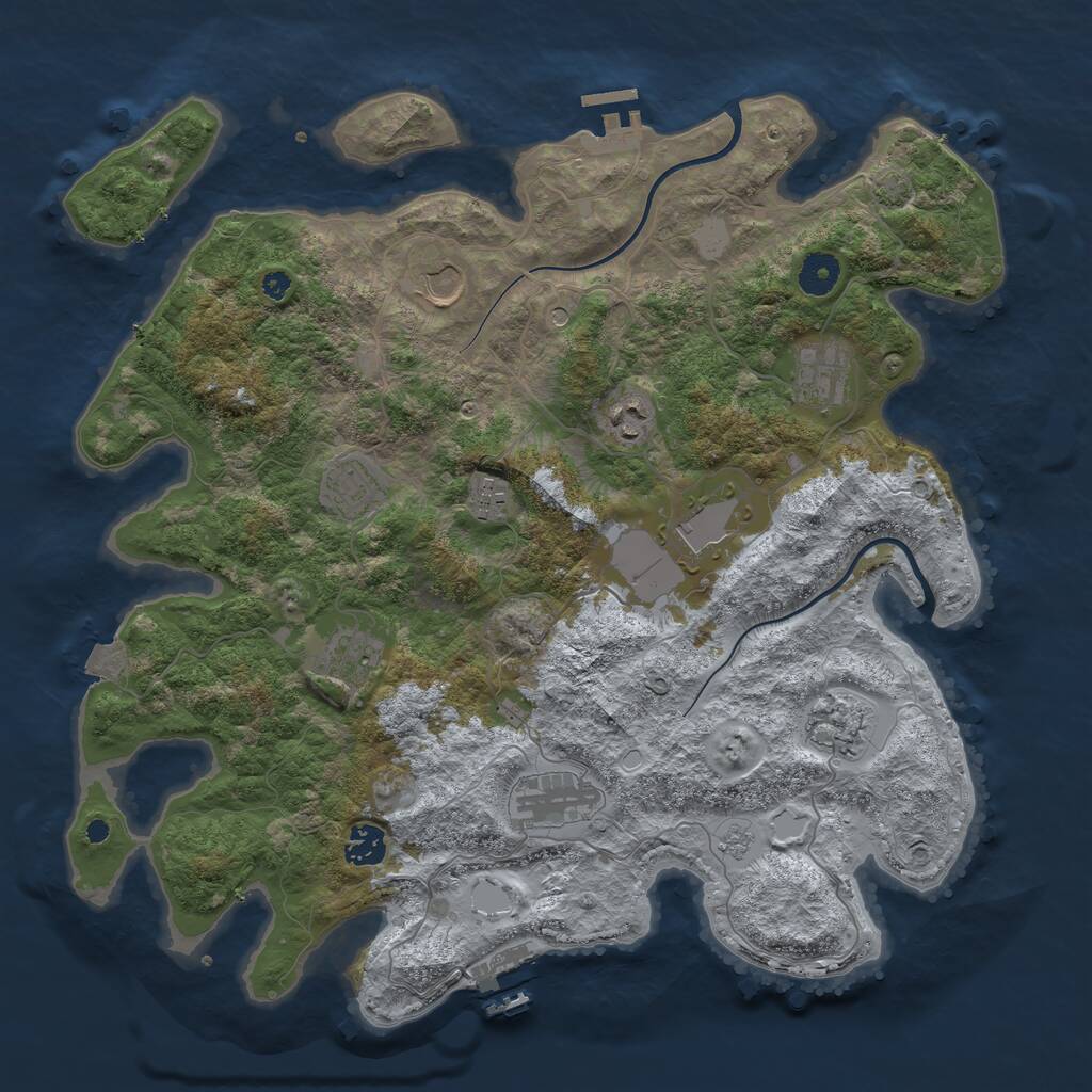 Rust Map: Procedural Map, Size: 3900, Seed: 1406868531, 16 Monuments