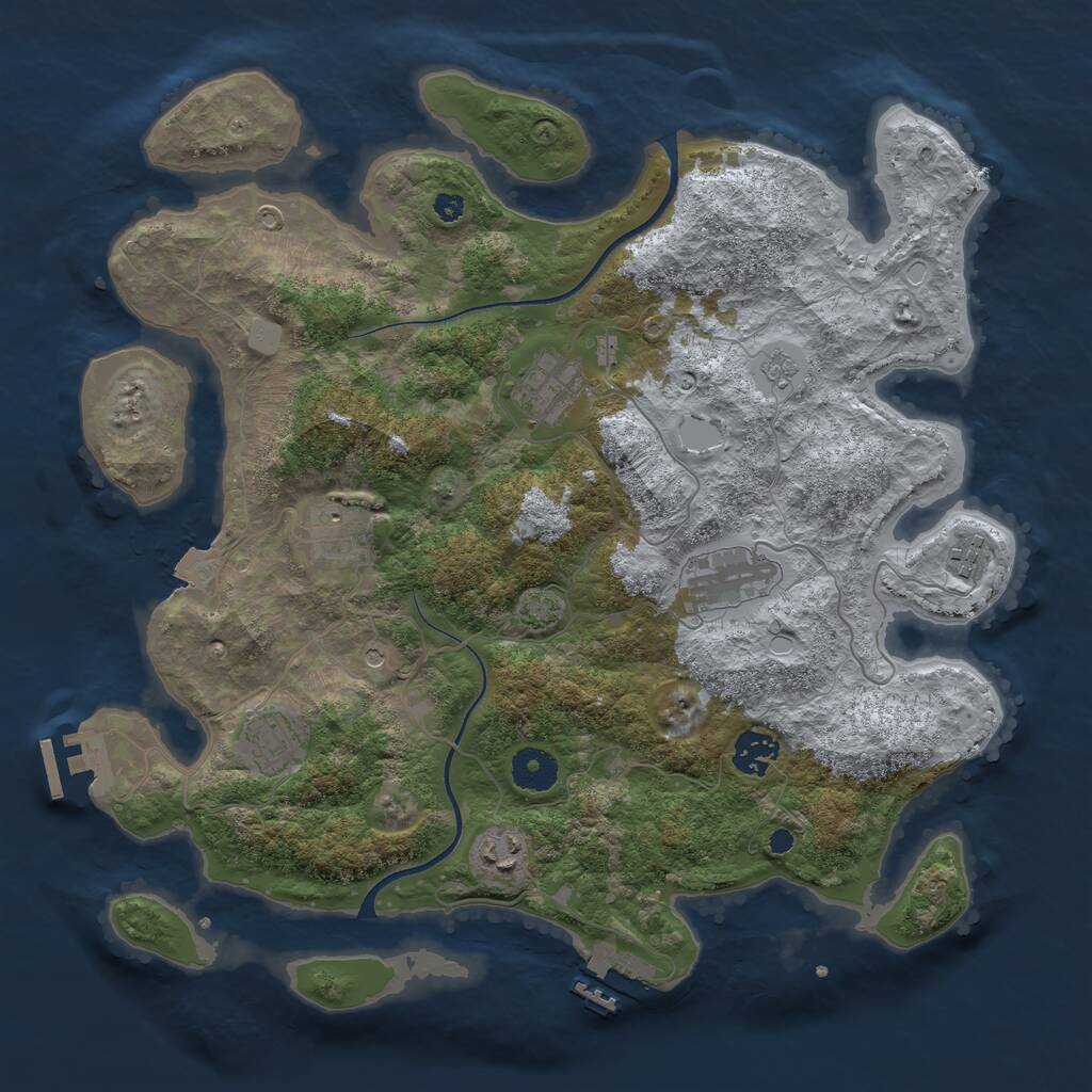 Rust Map: Procedural Map, Size: 3650, Seed: 99414158, 13 Monuments