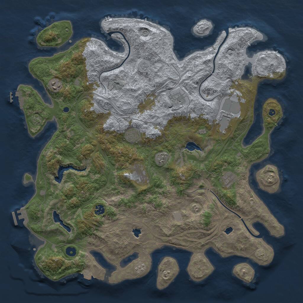 Rust Map: Procedural Map, Size: 4500, Seed: 1187777050, 14 Monuments