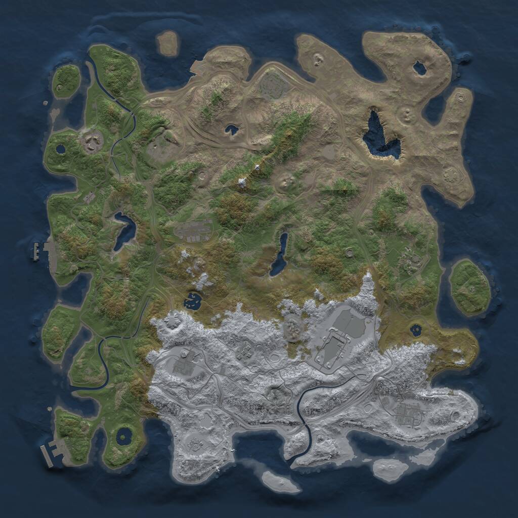 Rust Map: Procedural Map, Size: 4500, Seed: 1982739325, 16 Monuments