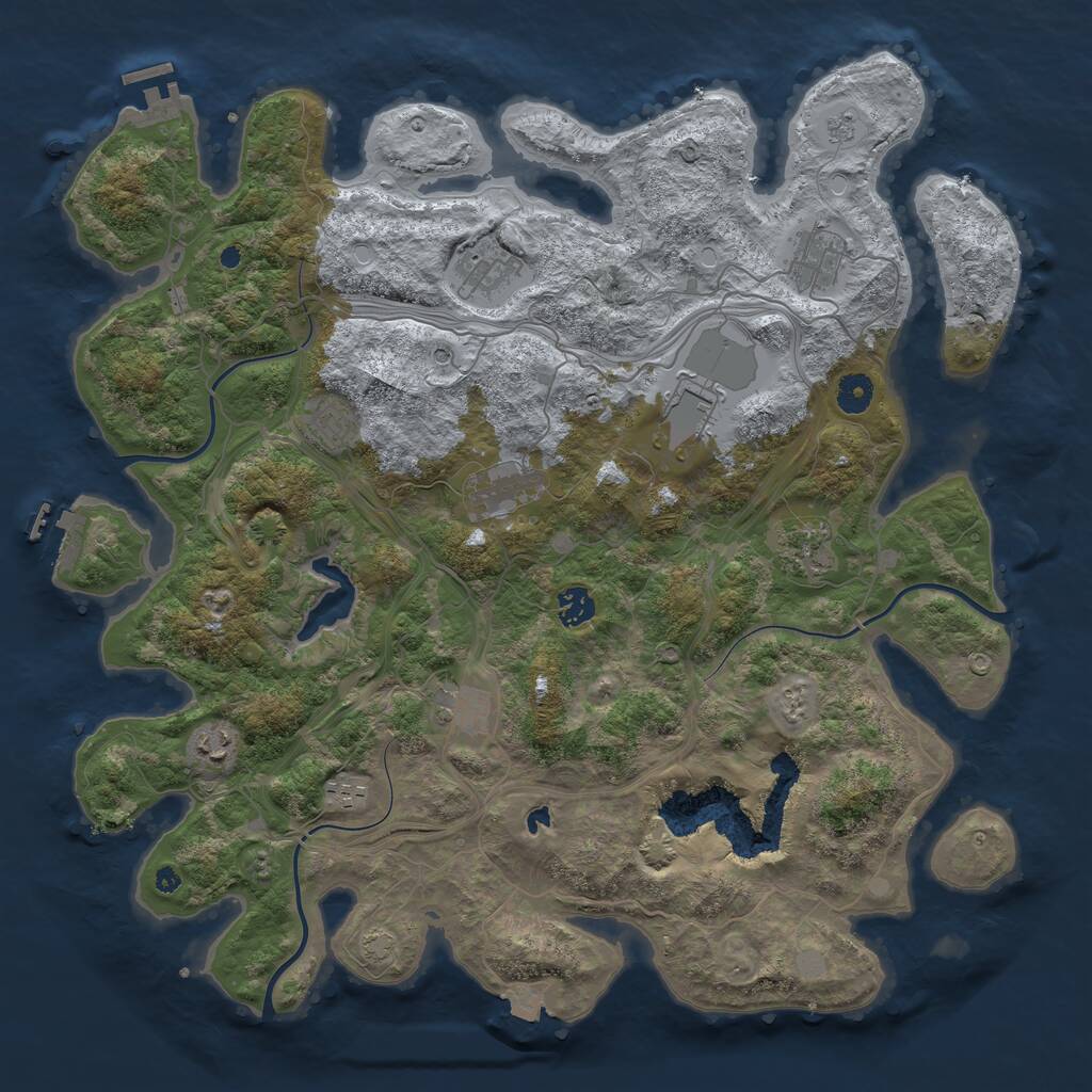 Rust Map: Procedural Map, Size: 4250, Seed: 464857091, 16 Monuments
