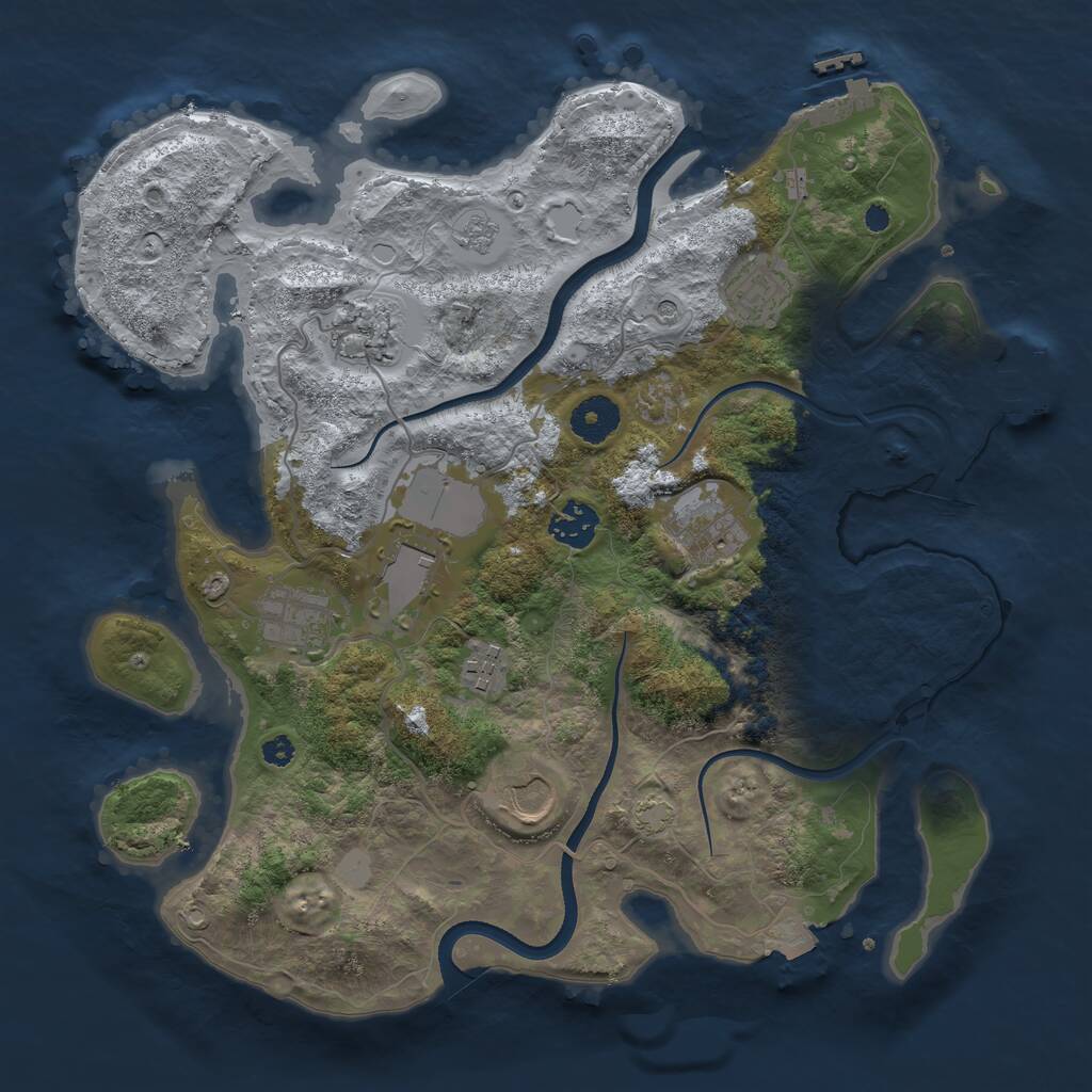 Rust Map: Procedural Map, Size: 3500, Seed: 520032025, 14 Monuments