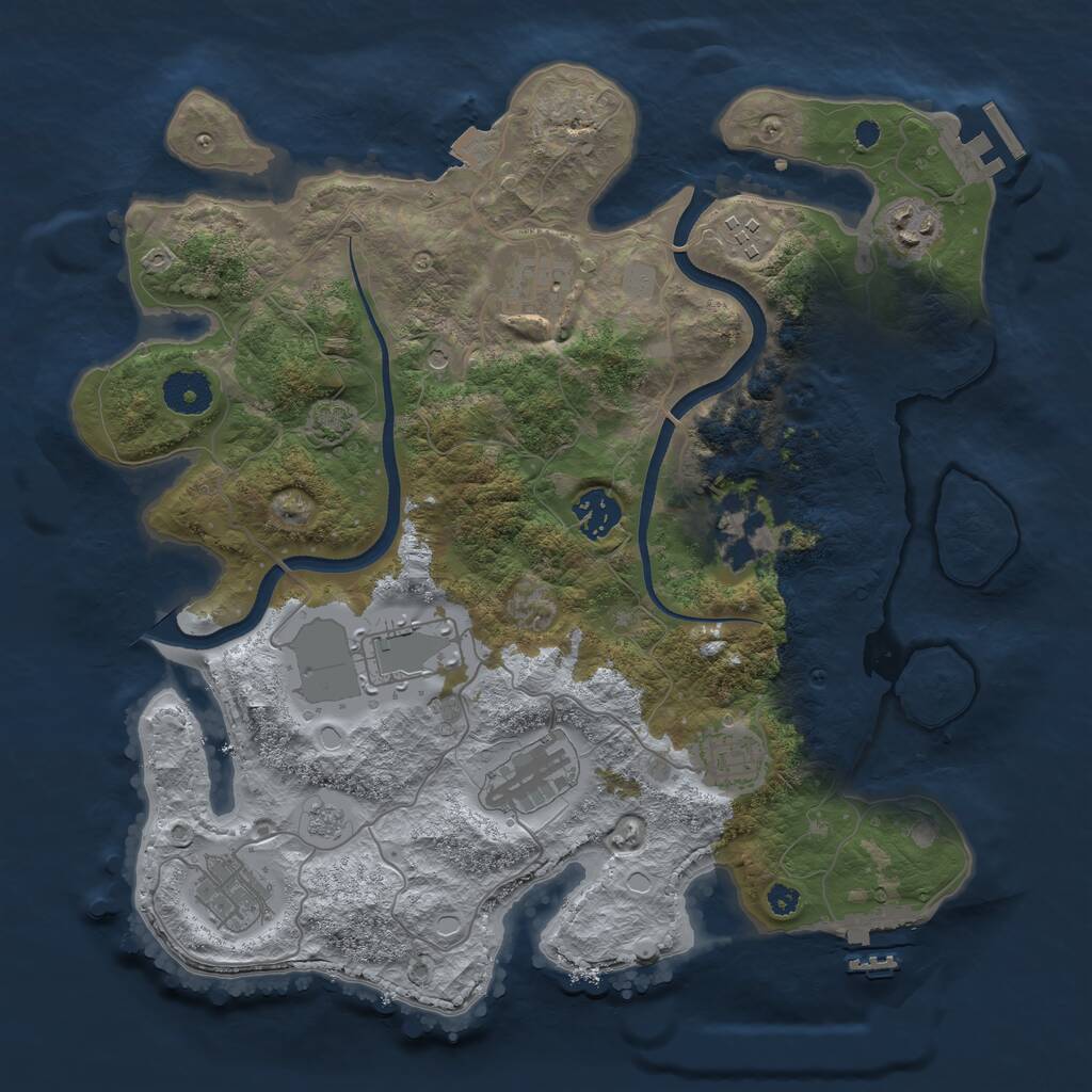 Rust Map: Procedural Map, Size: 3500, Seed: 1069700674, 15 Monuments