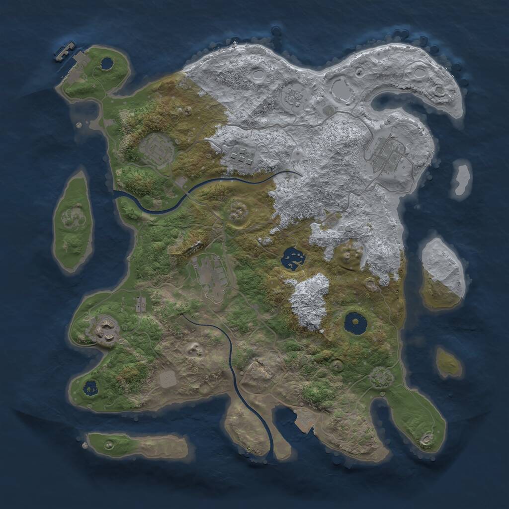 Rust Map: Procedural Map, Size: 3400, Seed: 129846, 10 Monuments