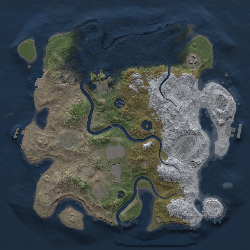 Rust Map: Procedural Map, Size: 3500, Seed: 528029736, 14 Monuments