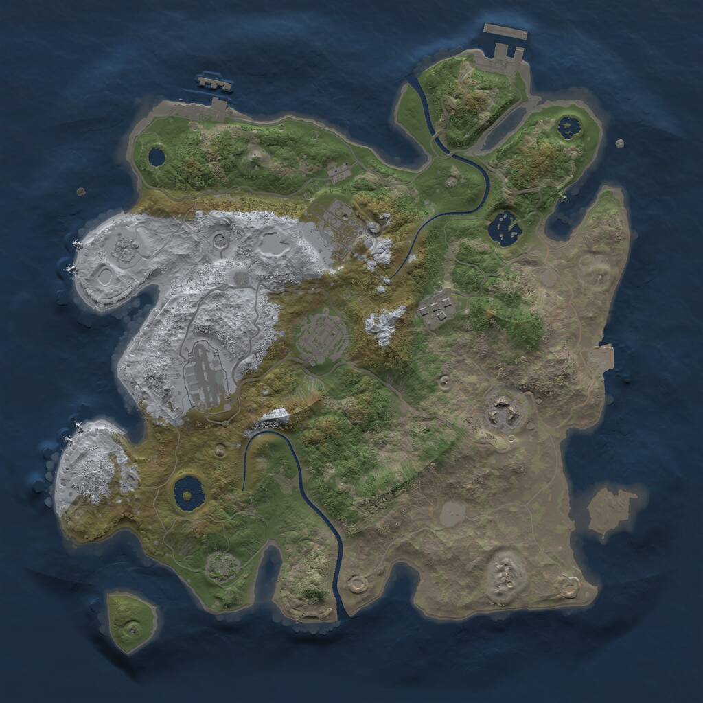 Rust Map: Procedural Map, Size: 3250, Seed: 206913979, 12 Monuments