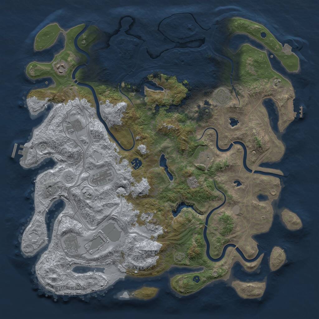 Rust Map: Procedural Map, Size: 4500, Seed: 1866839338, 16 Monuments