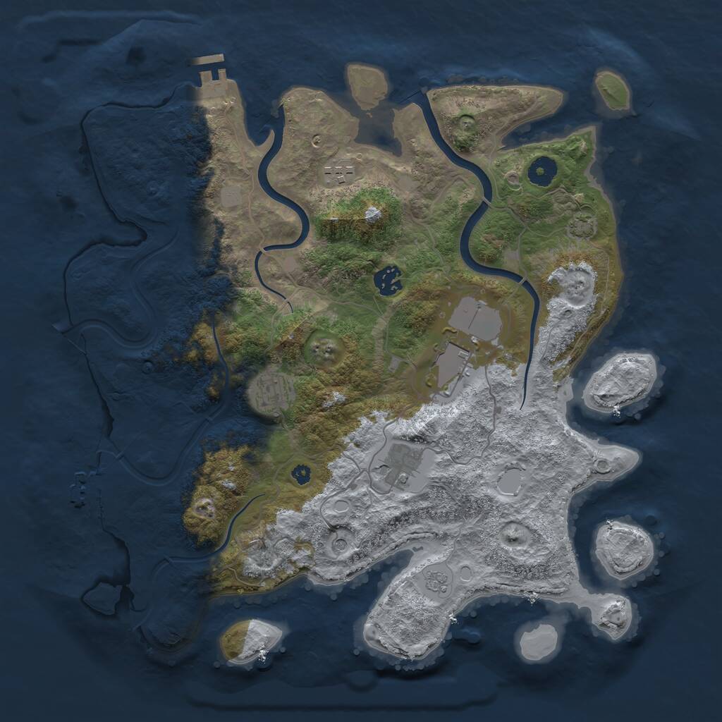 Rust Map: Procedural Map, Size: 3750, Seed: 1919106867, 11 Monuments