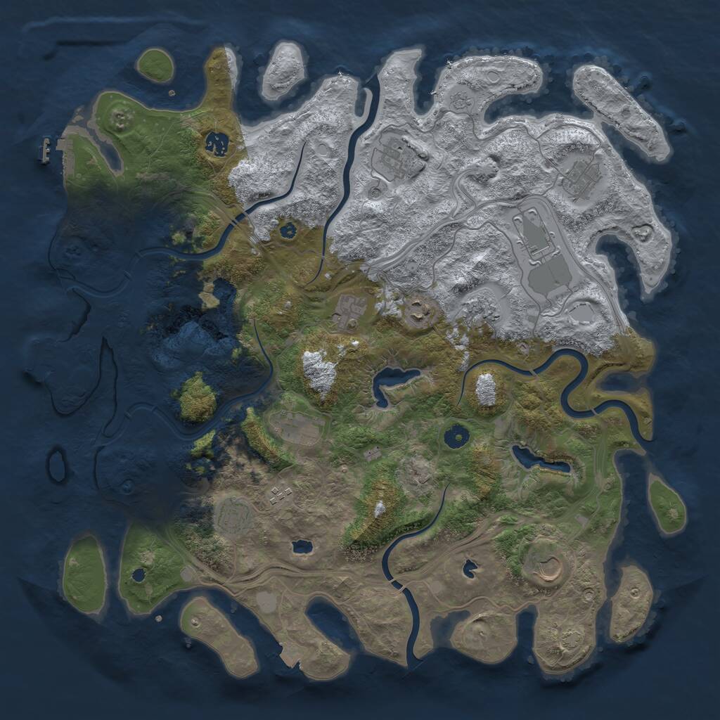 Rust Map: Procedural Map, Size: 4500, Seed: 333890459, 17 Monuments