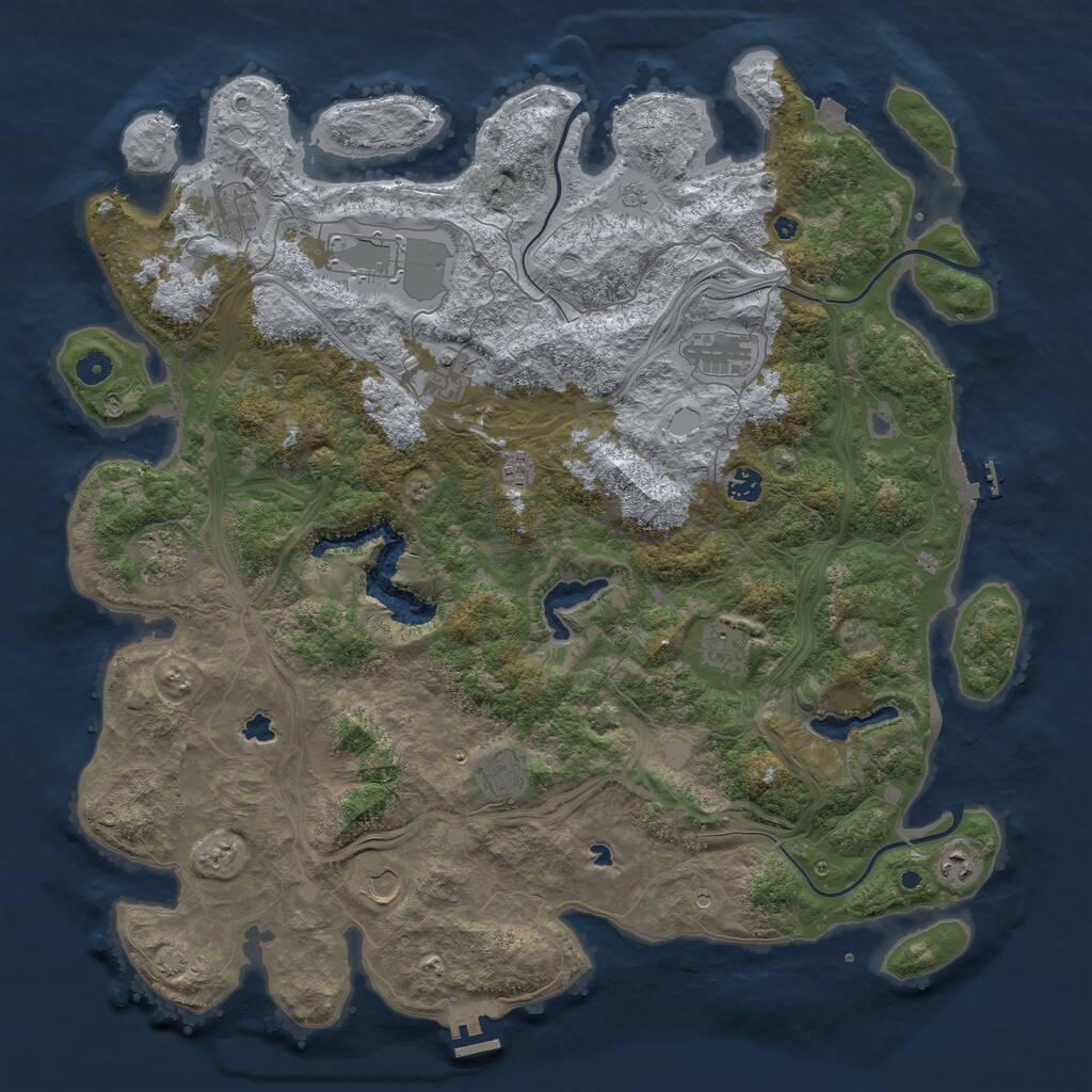 Rust Map: Procedural Map, Size: 4800, Seed: 204992226, 17 Monuments