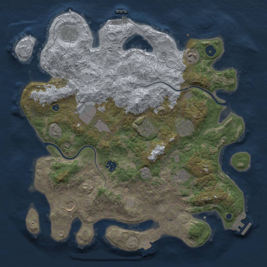 Rust Map: Procedural Map, Size: 3800, Seed: 1566229, 15 Monuments