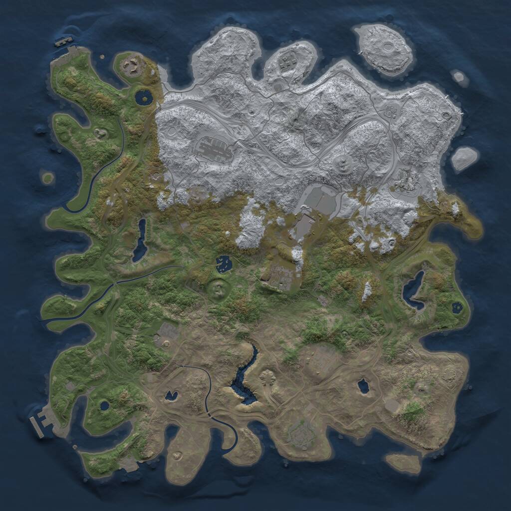 Rust Map: Procedural Map, Size: 4500, Seed: 389009115, 16 Monuments