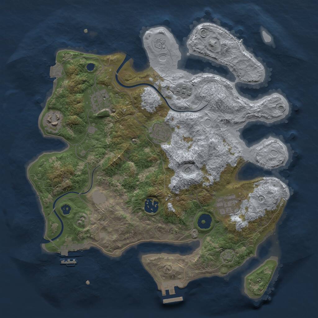 Rust Map: Procedural Map, Size: 3250, Seed: 35, 12 Monuments