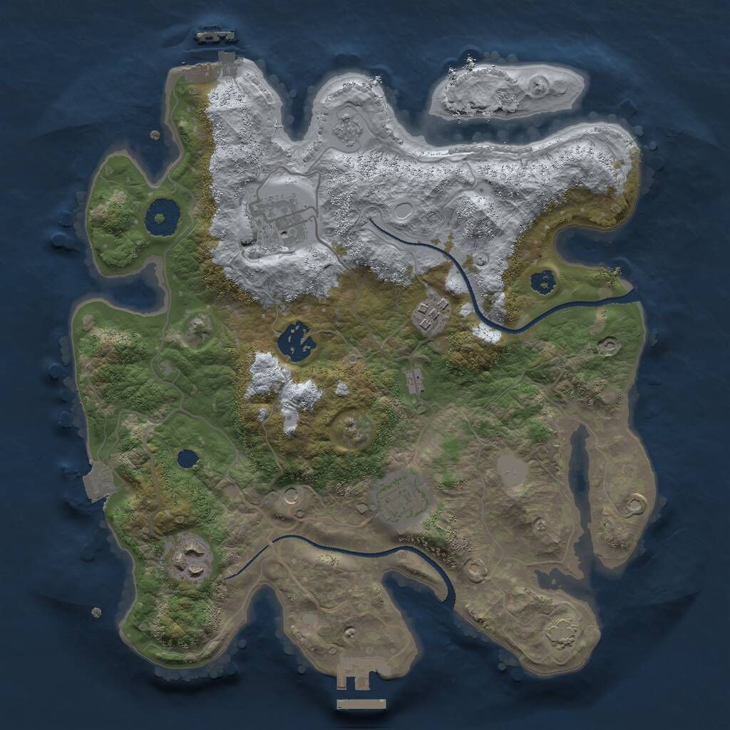 Rust Map: Procedural Map, Size: 3000, Seed: 1434443, 11 Monuments