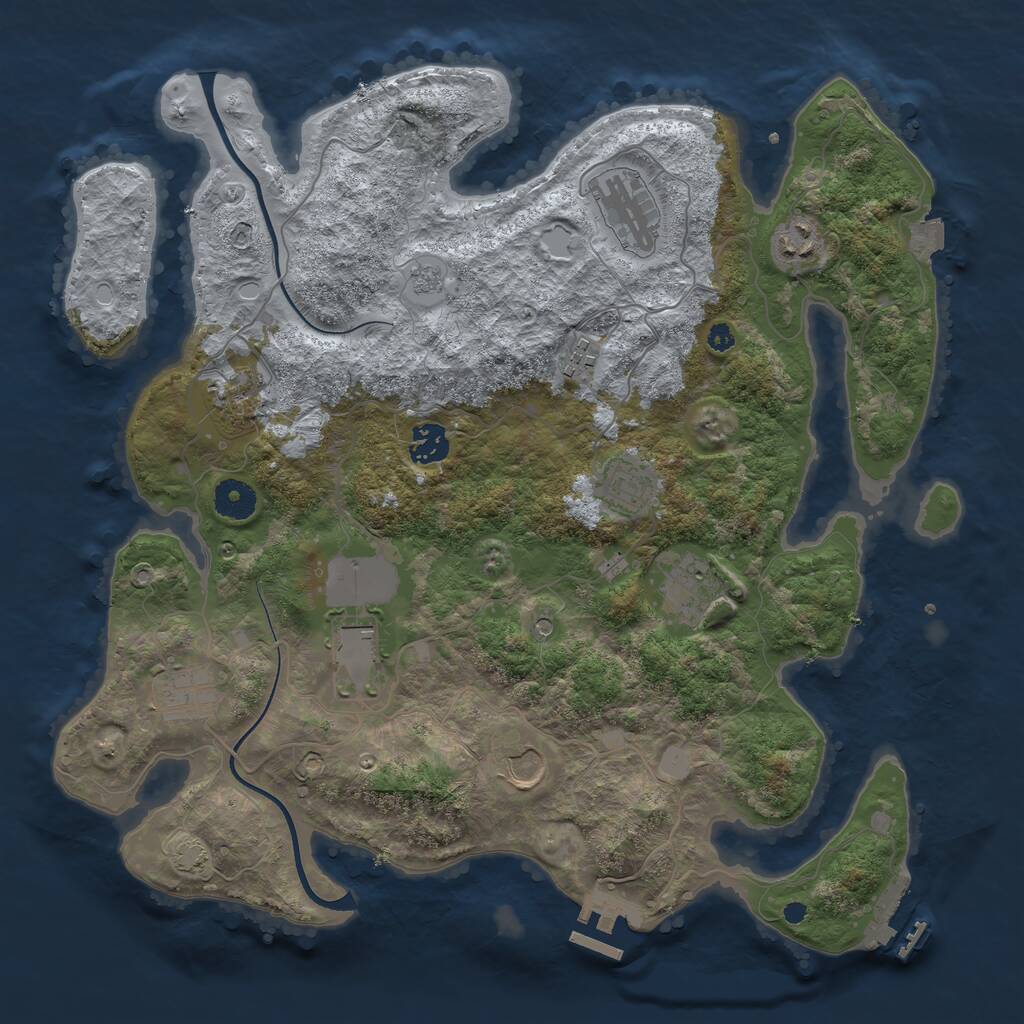 Rust Map: Procedural Map, Size: 3750, Seed: 6660666, 16 Monuments
