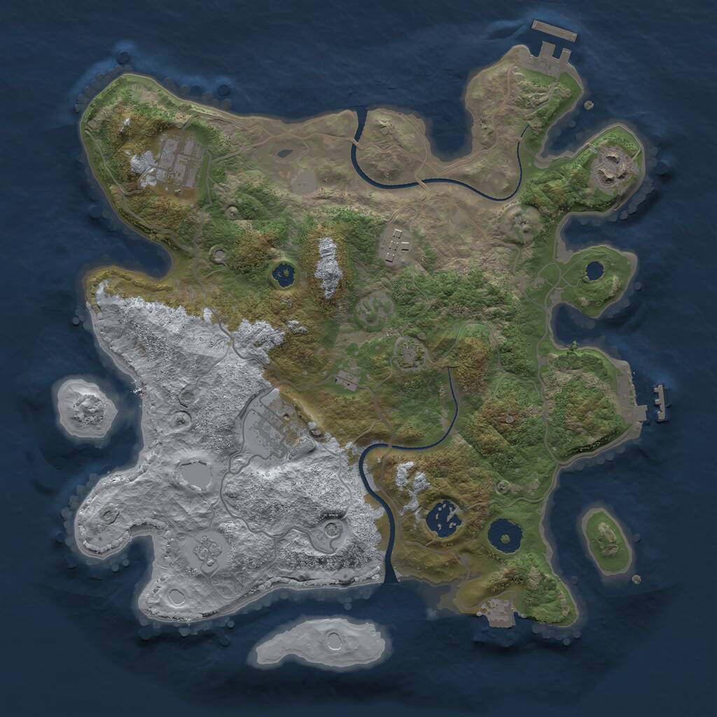 Rust Map: Procedural Map, Size: 3200, Seed: 486525768, 11 Monuments