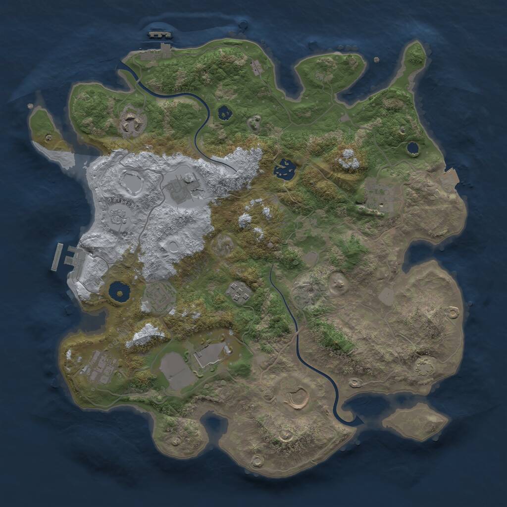 Rust Map: Procedural Map, Size: 3600, Seed: 151231555, 14 Monuments