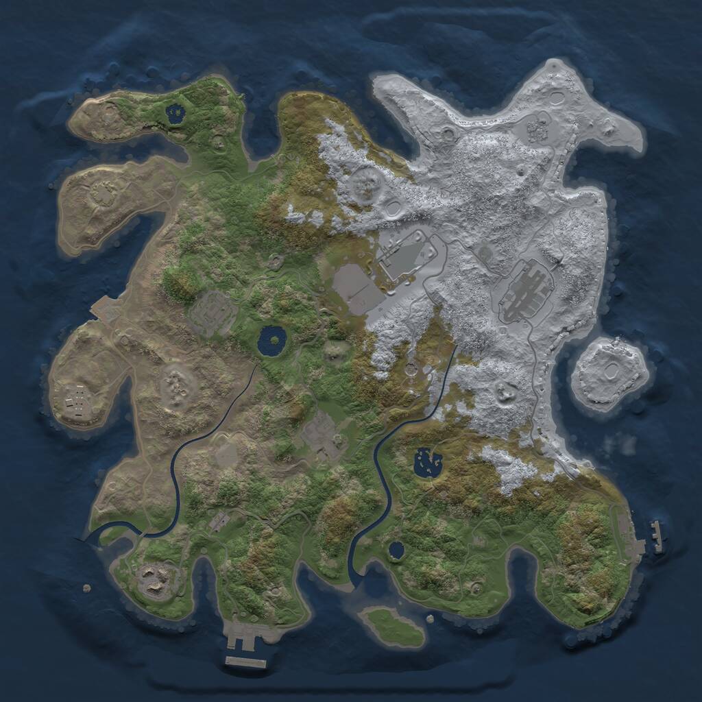Rust Map: Procedural Map, Size: 3500, Seed: 608255837, 13 Monuments