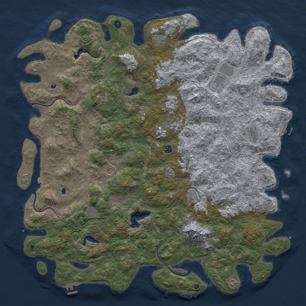 Rust Map: Procedural Map, Size: 6000, Seed: 1257929741, 17 Monuments