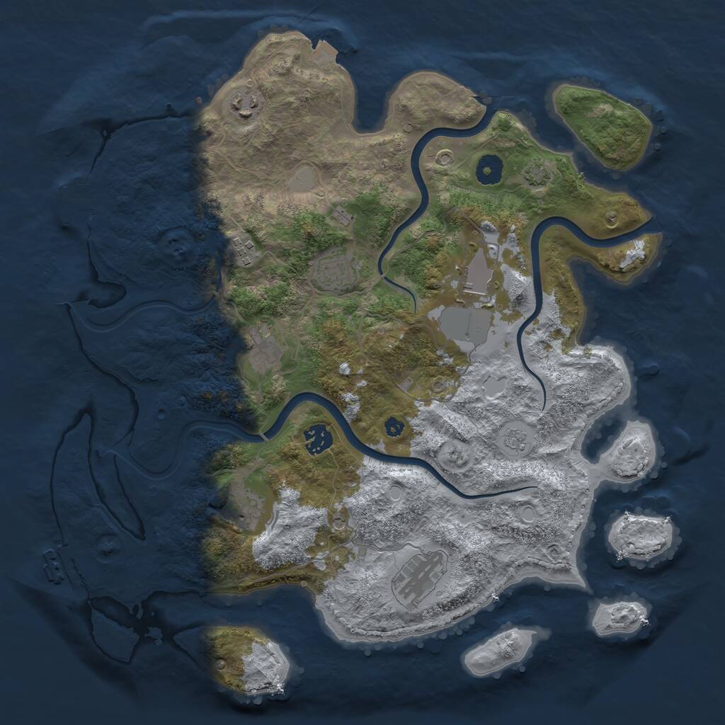 Rust Map: Procedural Map, Size: 3750, Seed: 786265, 14 Monuments