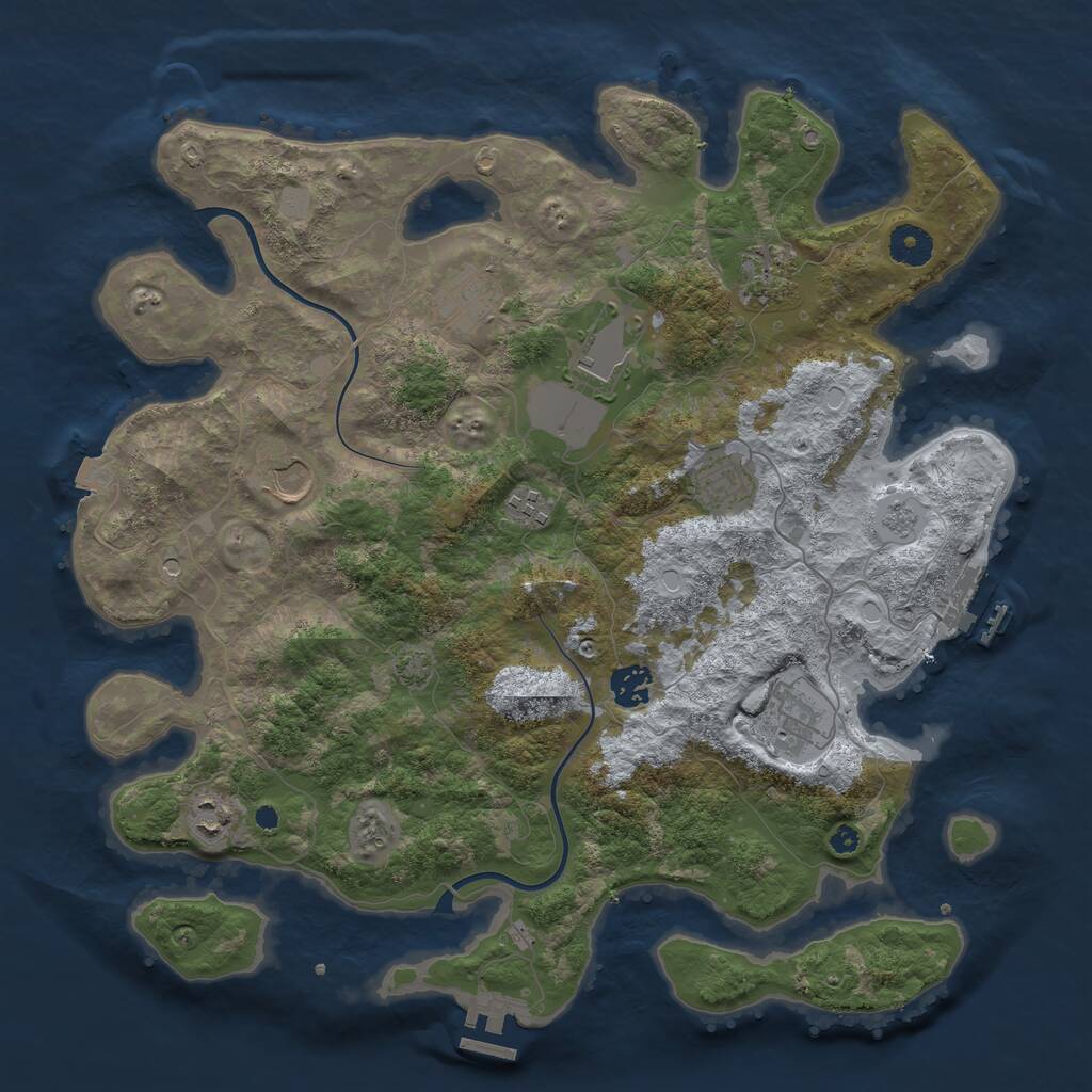 Rust Map: Procedural Map, Size: 3850, Seed: 1102841452, 15 Monuments