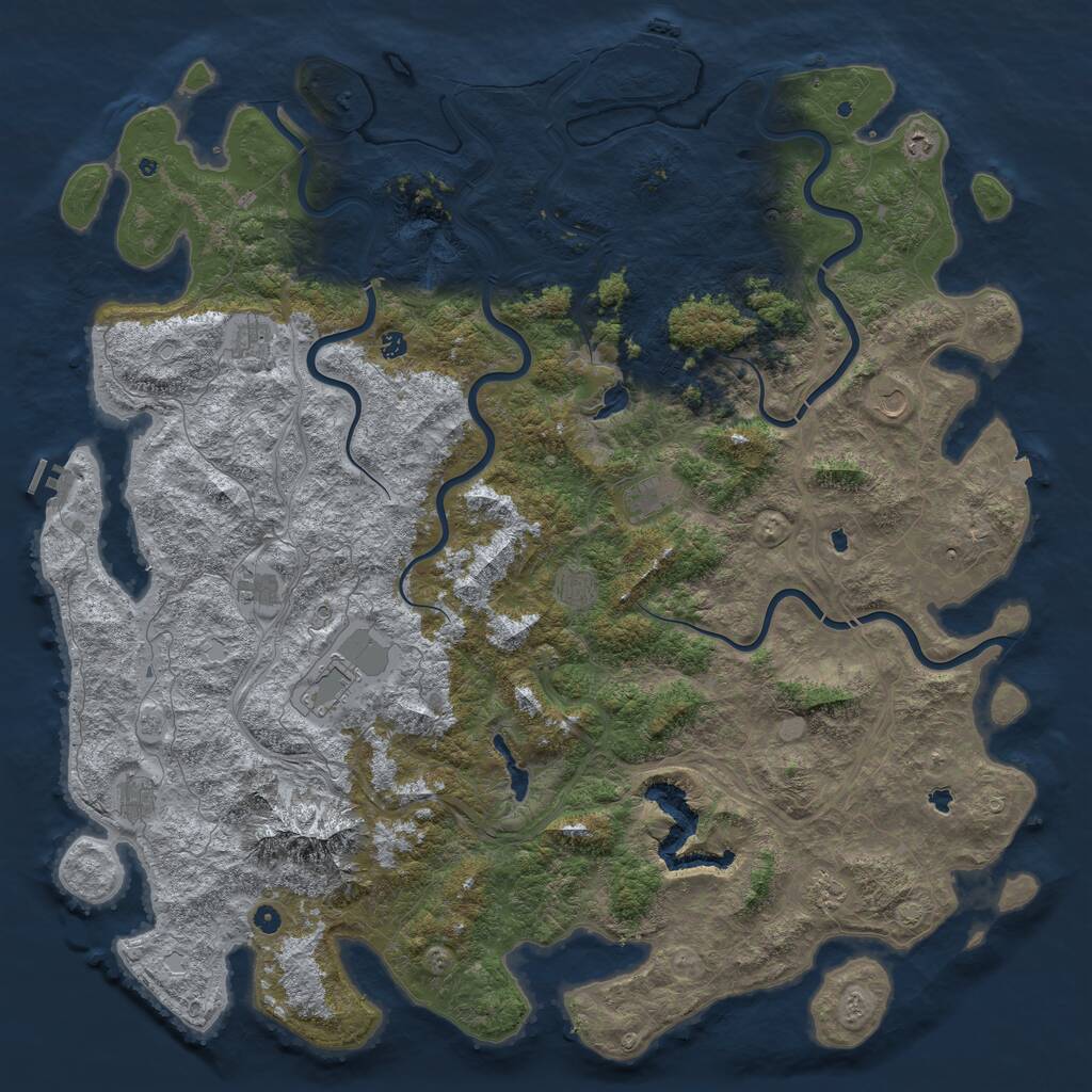 Rust Map: Procedural Map, Size: 6000, Seed: 1168157792, 17 Monuments