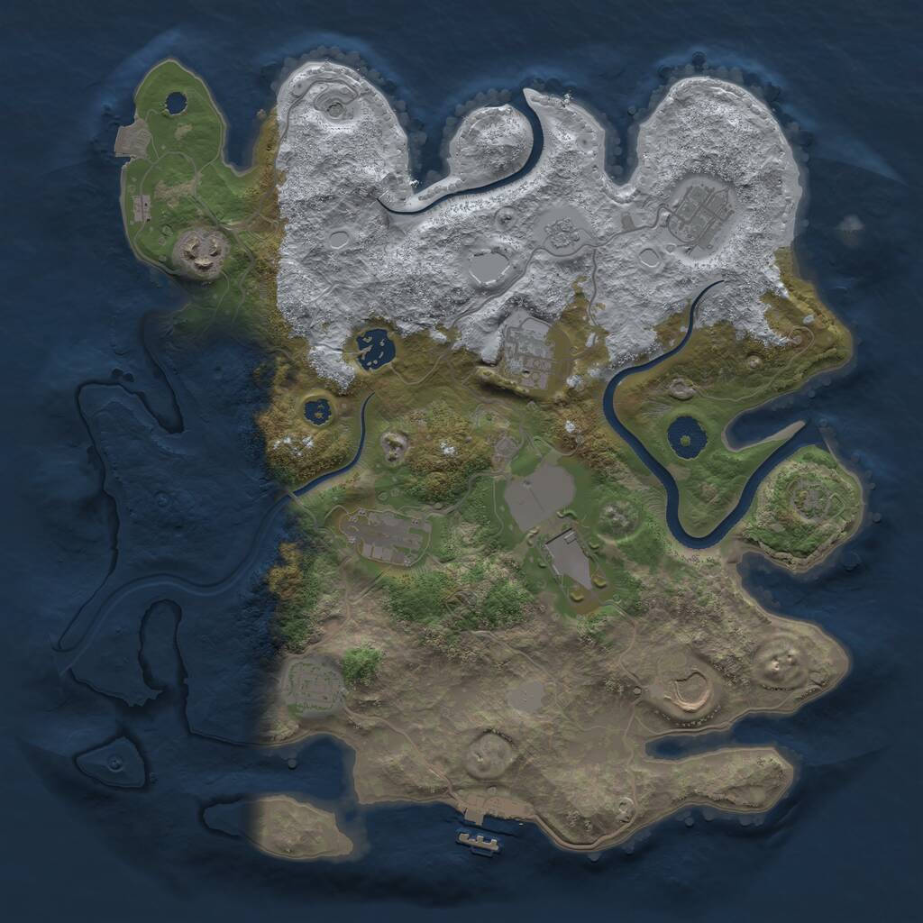 Rust Map: Procedural Map, Size: 3500, Seed: 841577963, 13 Monuments