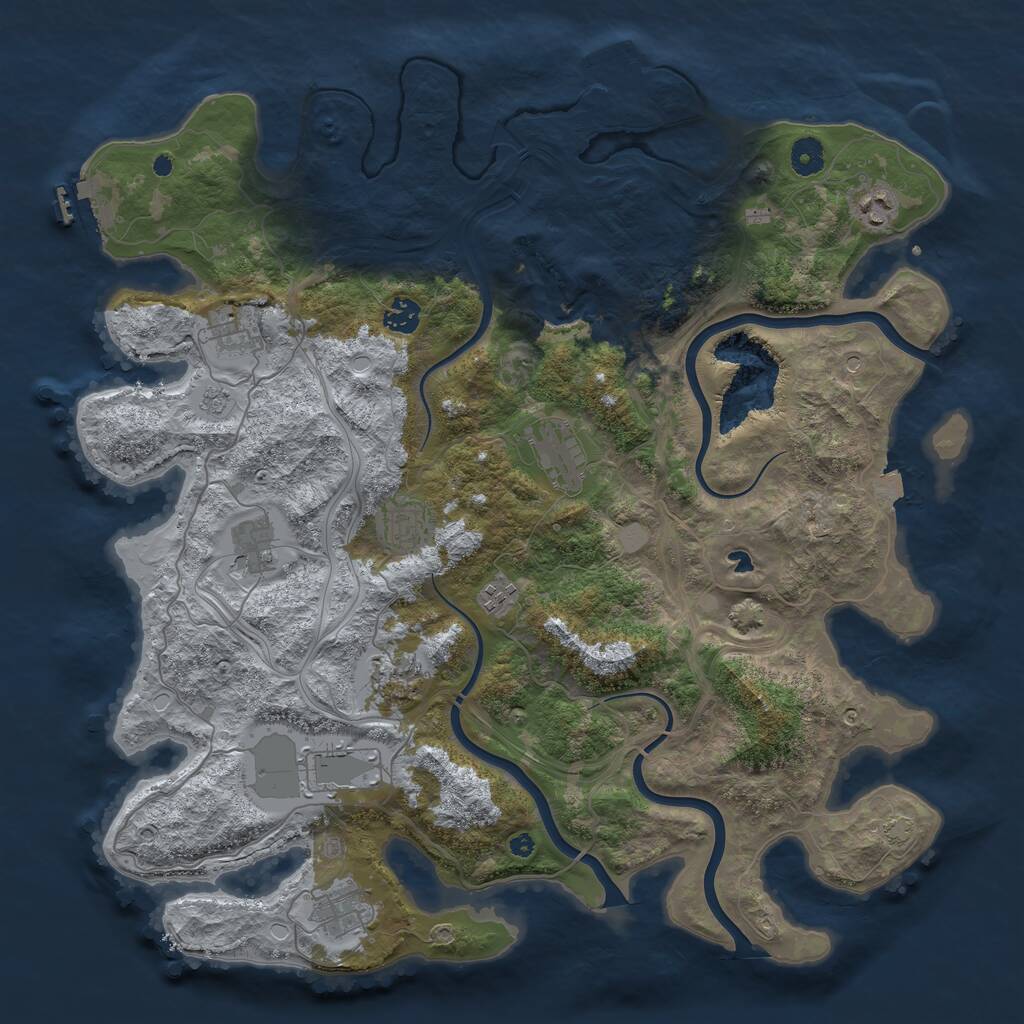 Rust Map: Procedural Map, Size: 4250, Seed: 299819216, 16 Monuments