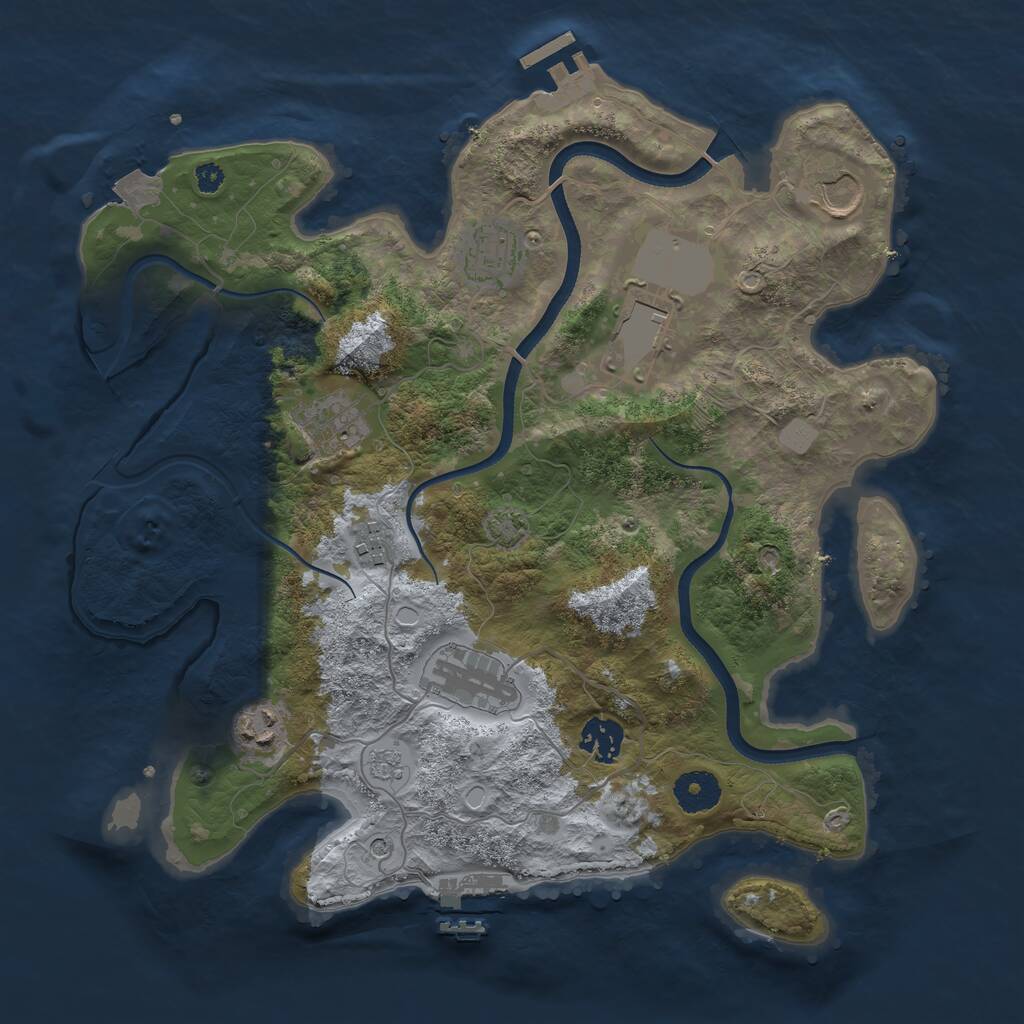 Rust Map: Procedural Map, Size: 3500, Seed: 541638529, 14 Monuments