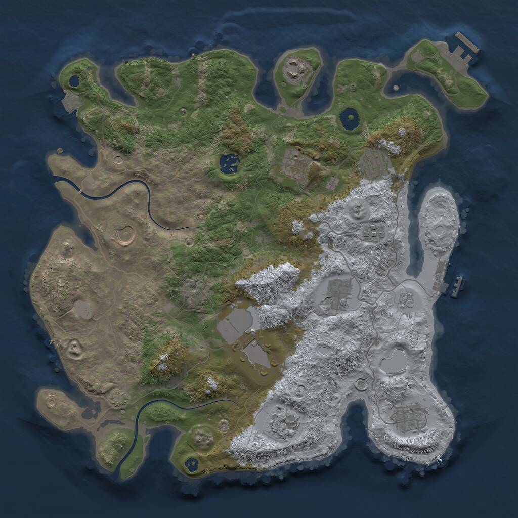 Rust Map: Procedural Map, Size: 3750, Seed: 2060164848, 16 Monuments