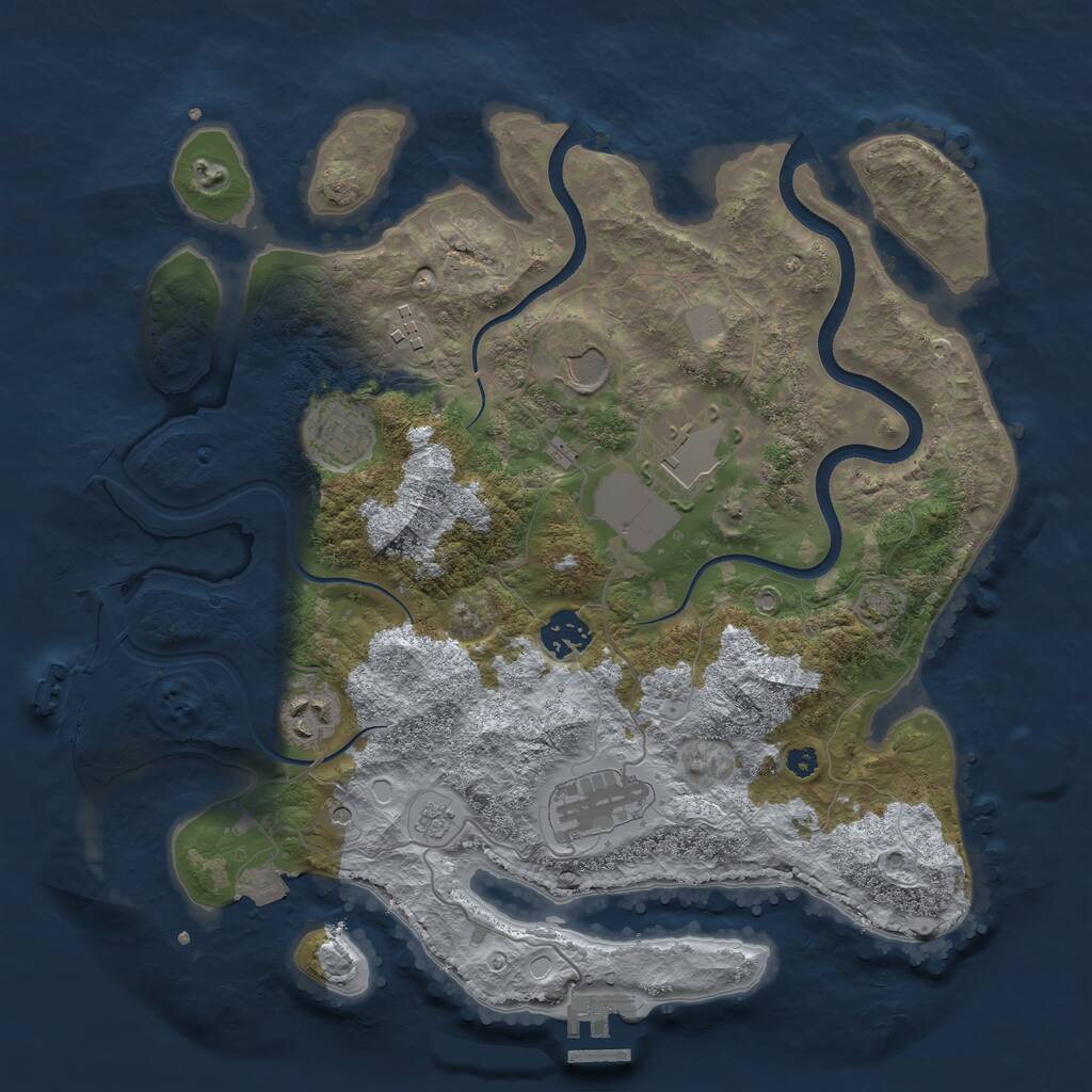 Rust Map: Procedural Map, Size: 3500, Seed: 929761681, 13 Monuments