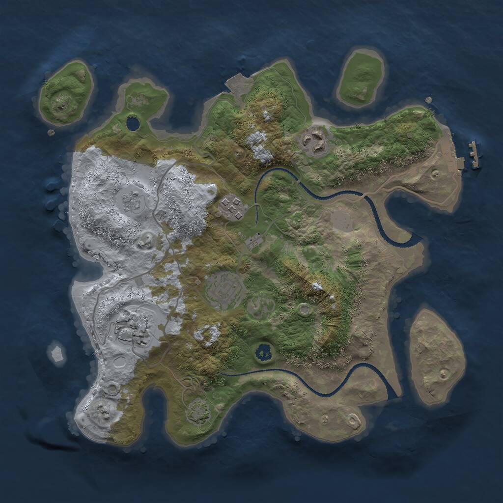 Rust Map: Procedural Map, Size: 3000, Seed: 719950632, 8 Monuments