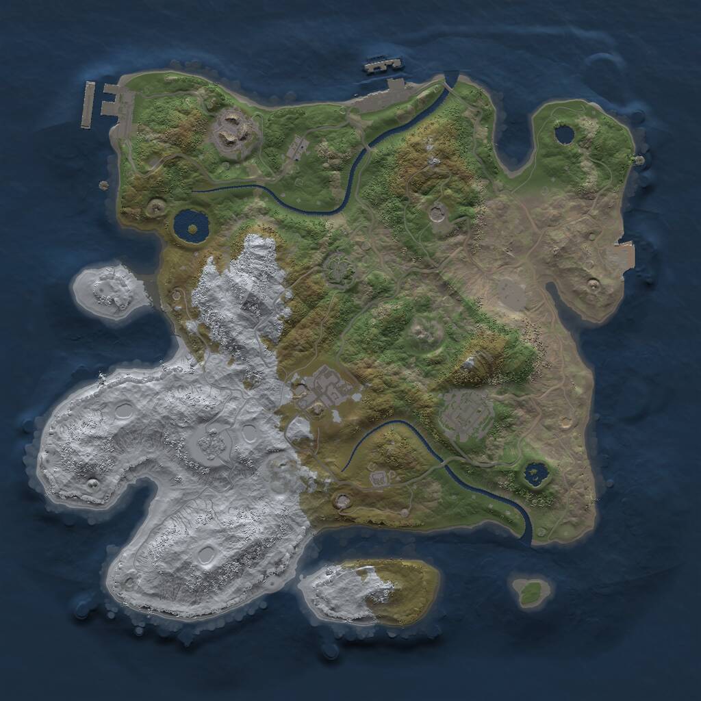 Rust Map: Procedural Map, Size: 3000, Seed: 302806758, 9 Monuments