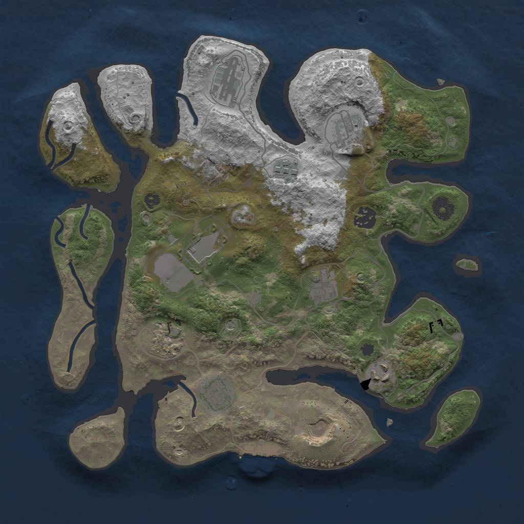 Rust Map: Procedural Map, Size: 3500, Seed: 1133, 14 Monuments